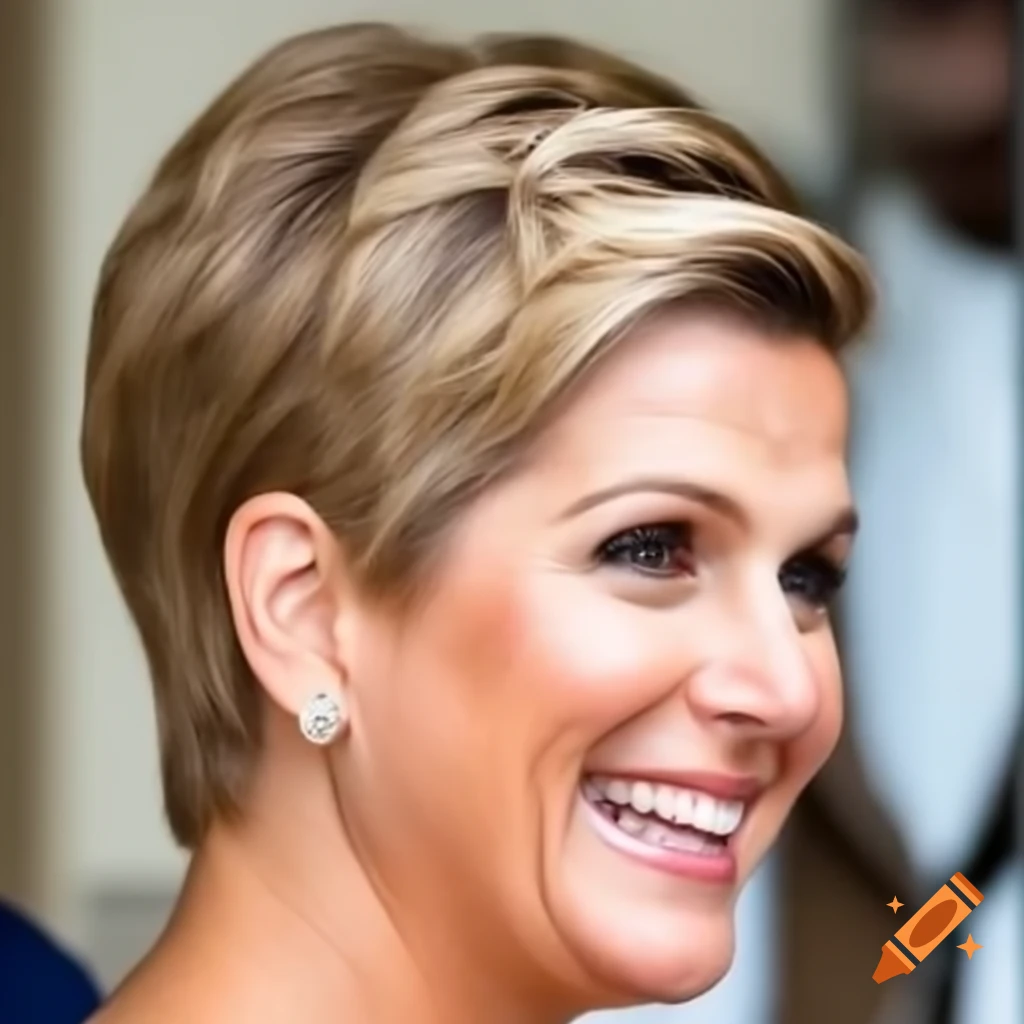 Queen Maxima showcases a stylish pixie cut hairstyle