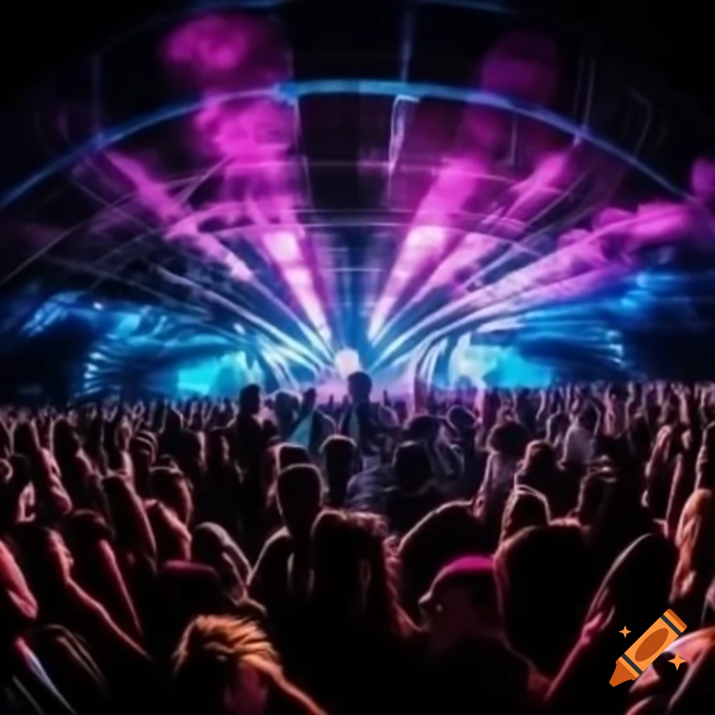 Energetic future rave party scene