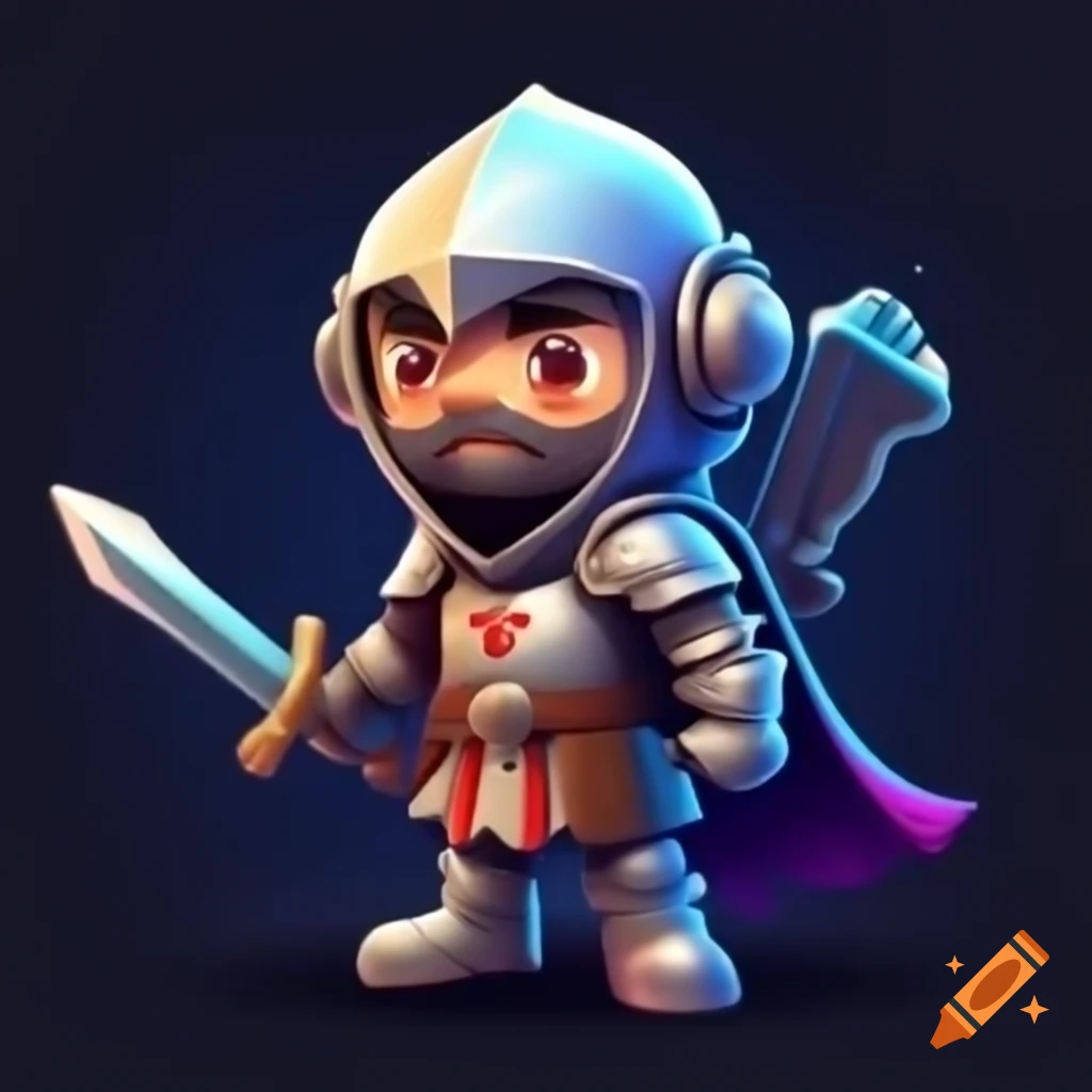Cartoon style gaming knight character