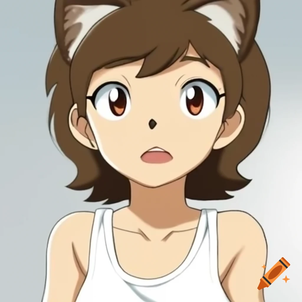 Sticks character from Sonic Boom in white tank top and black dog collar