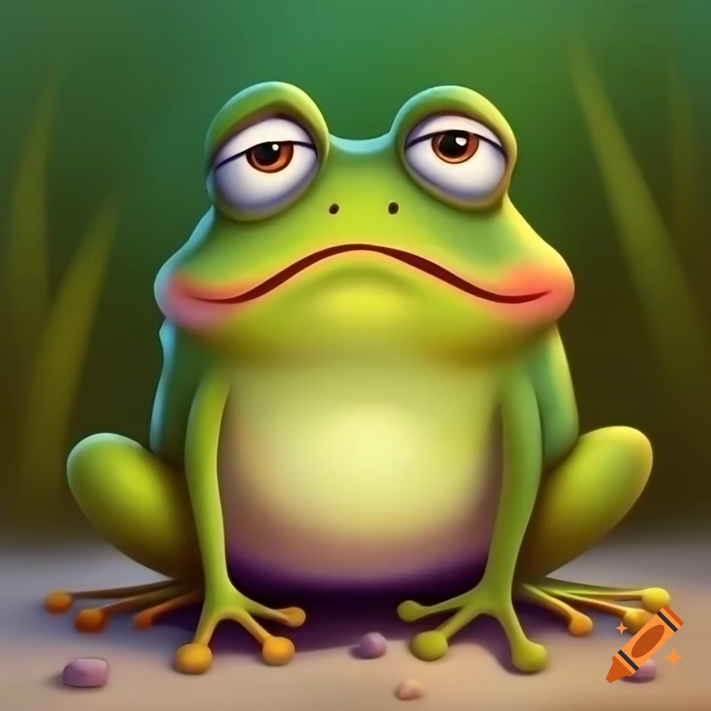 Angry cute frog painting