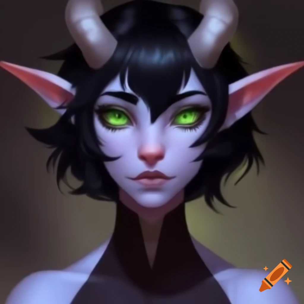 Close up Of Female Character With Green Hair Black And White Makeup 