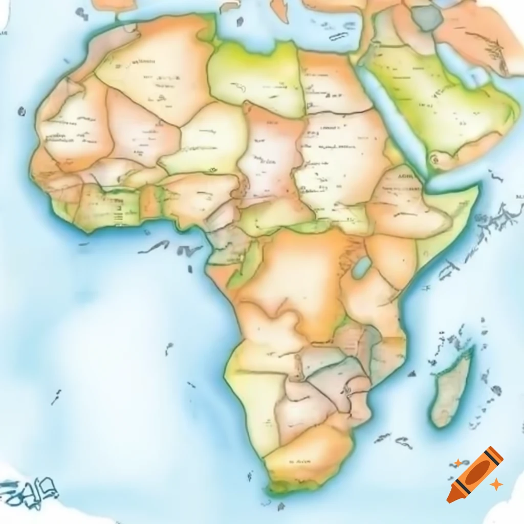 Instructions for outlining continents using a reference map on craiyon