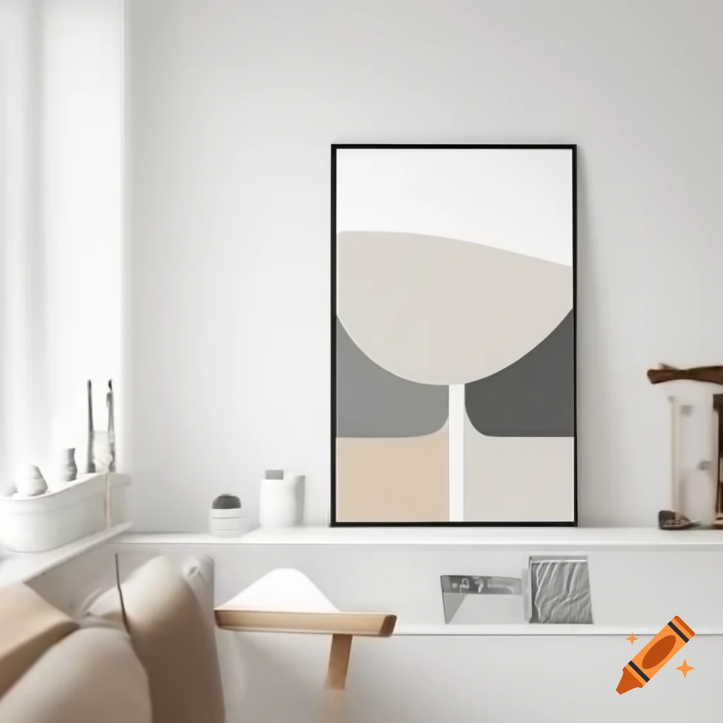 Minimalistic home decor design with calming color palette and geometric shapes