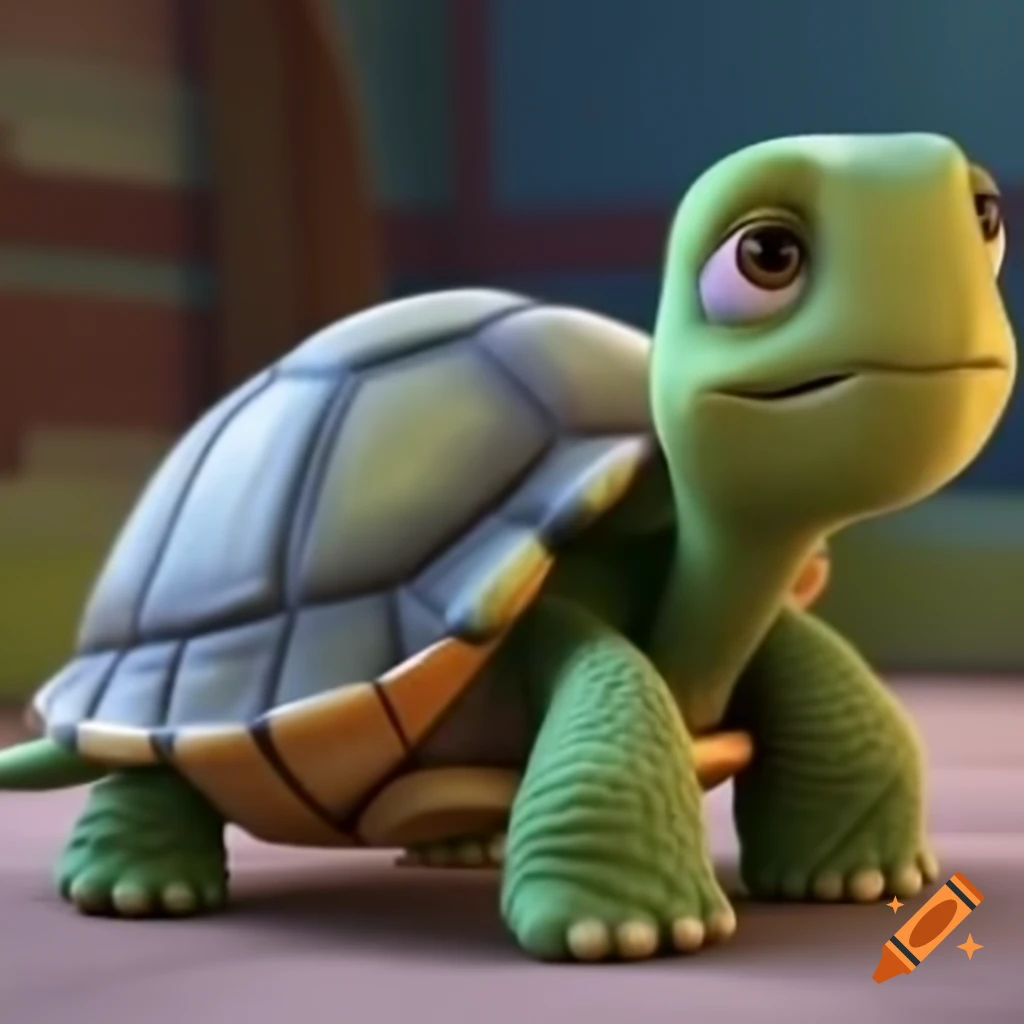Cute turtle character design in Pixar style