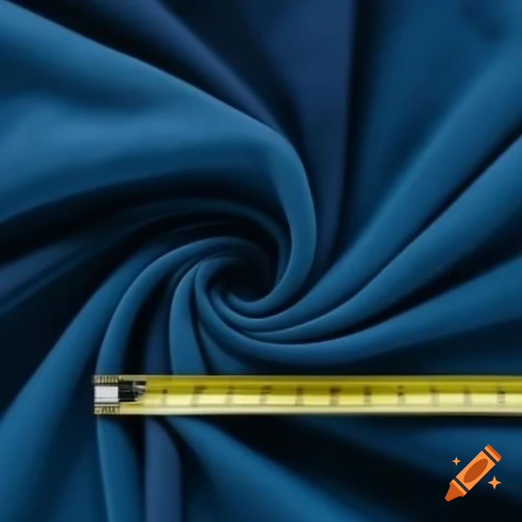 Elegant blue sofa fabric beside measuring tape