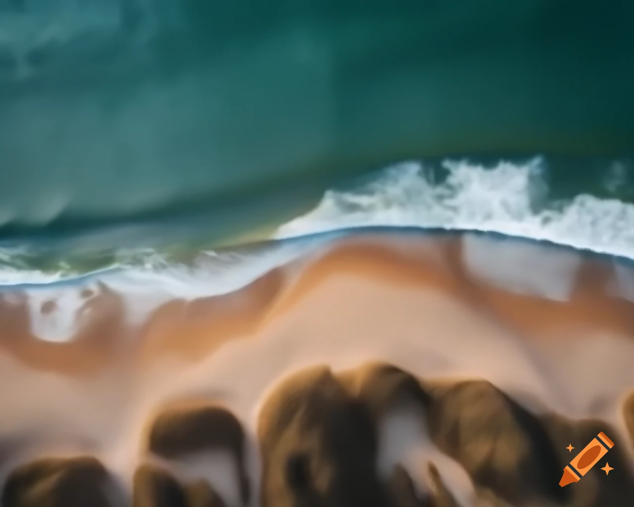 Highly detailed aerial view of sandy beach and shoreline with grasses