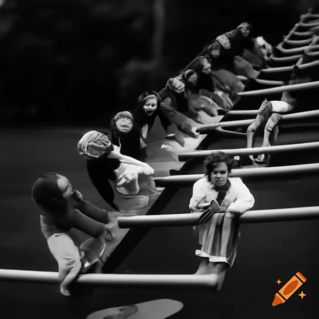 Children climbing on playground slides