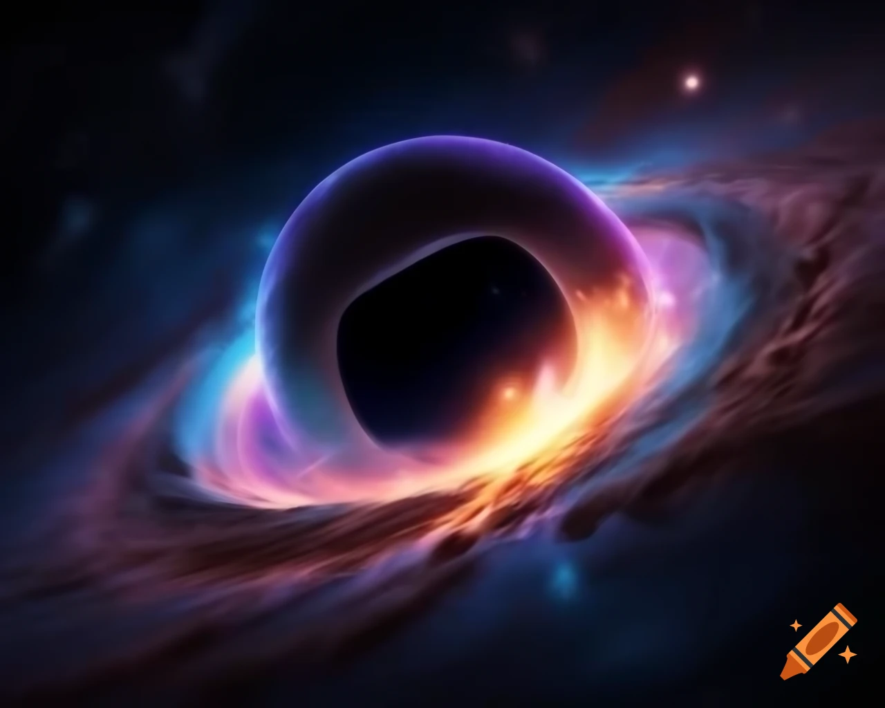 Realistic depiction of a black hole surrounded by stars in space art