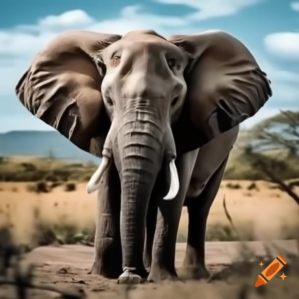 Elephant in grassy plains background