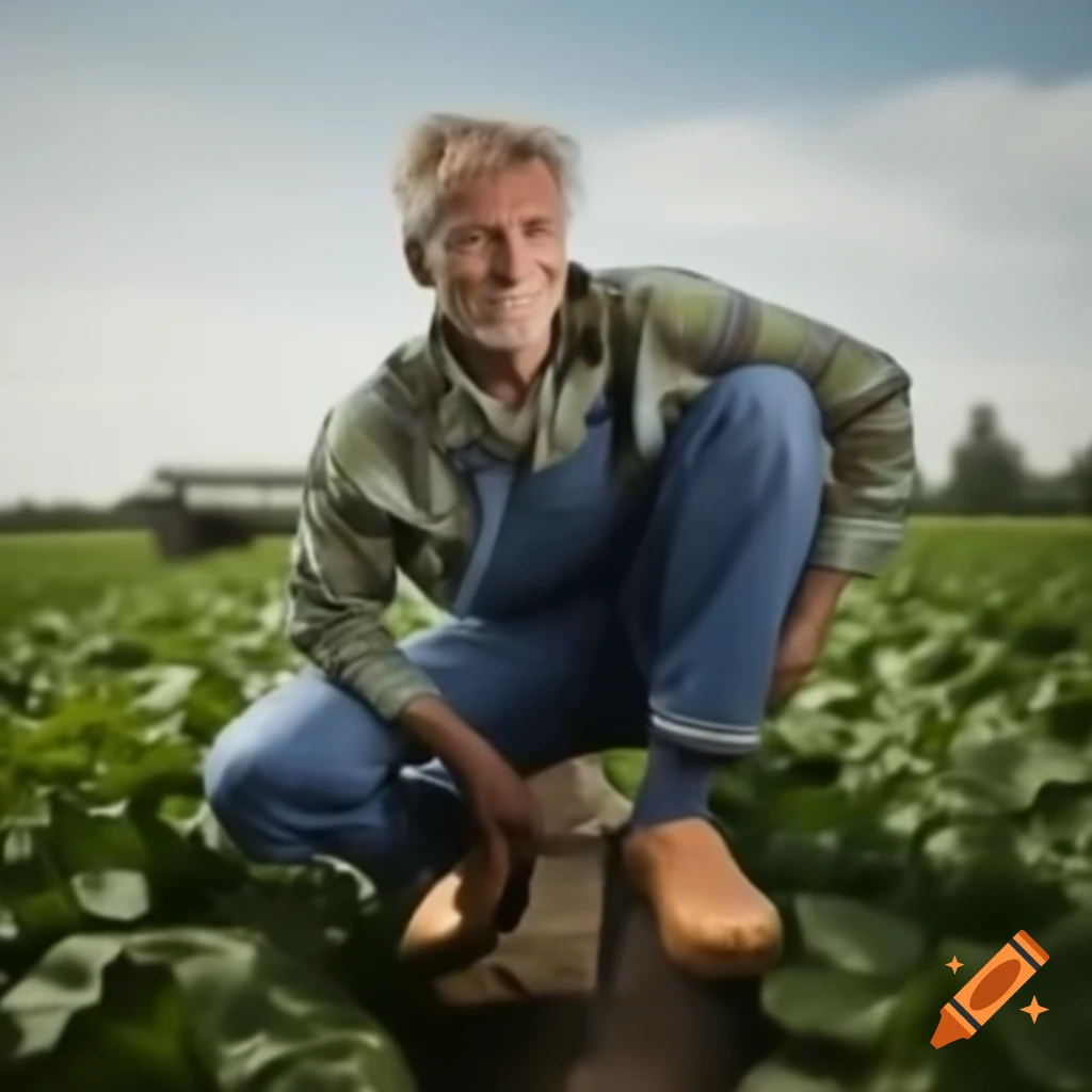 Dutch farmer wearing traditional clogs