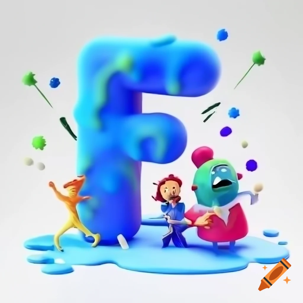 3D blue letter 'J' with Disney Inside Out characters Joy, Sadness, Anger, Disgust, Fear, on colorful watercolor background