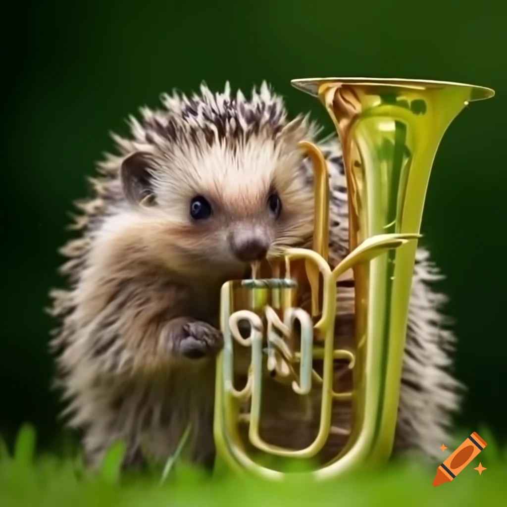 Hedgehog playing euphonium