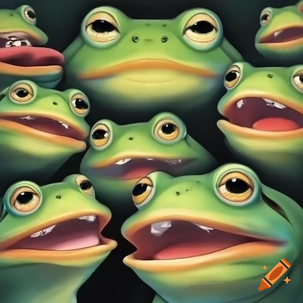 Frog with scared expression inspired by Edvard Munch's The Scream