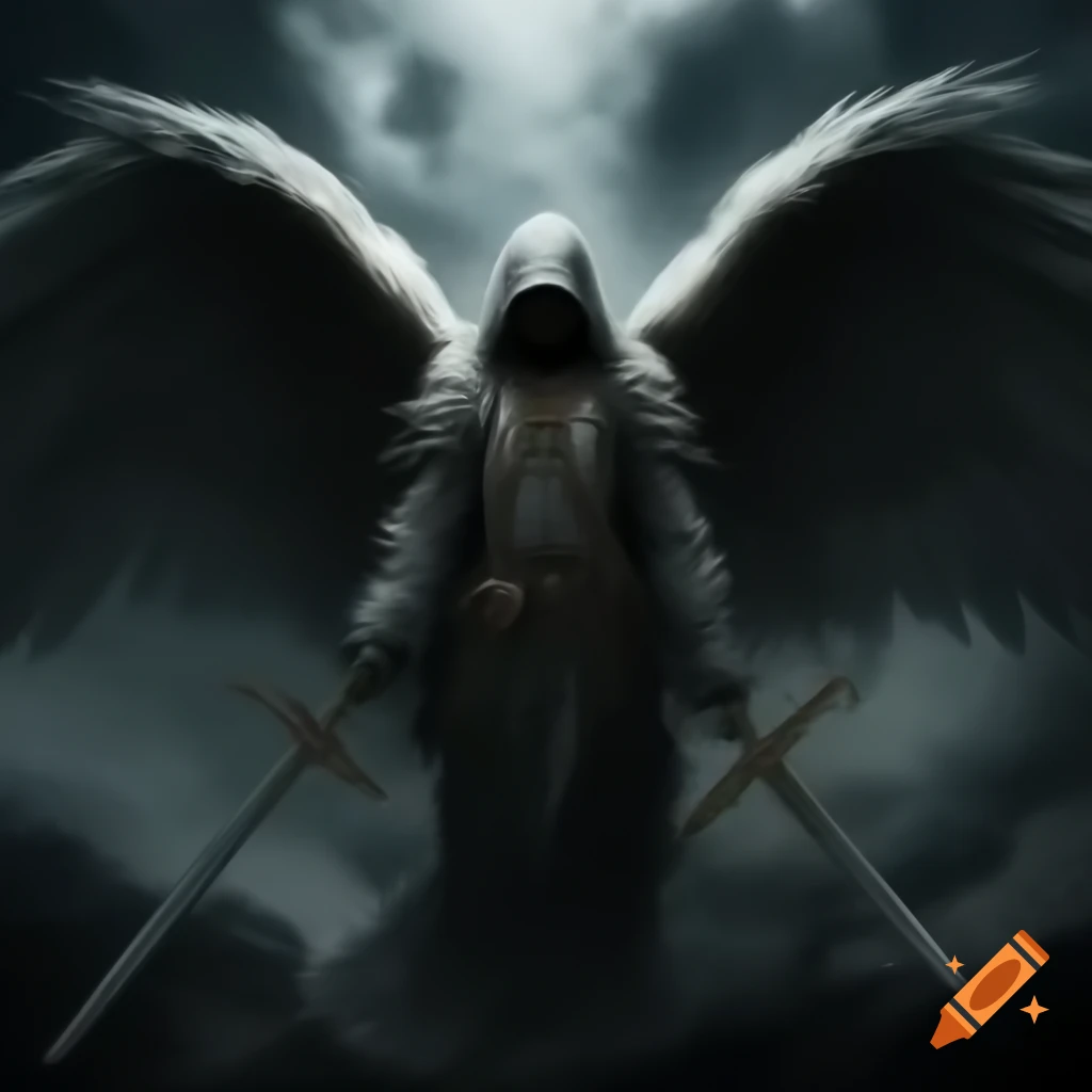 Battle weary angel in a dramatic pose