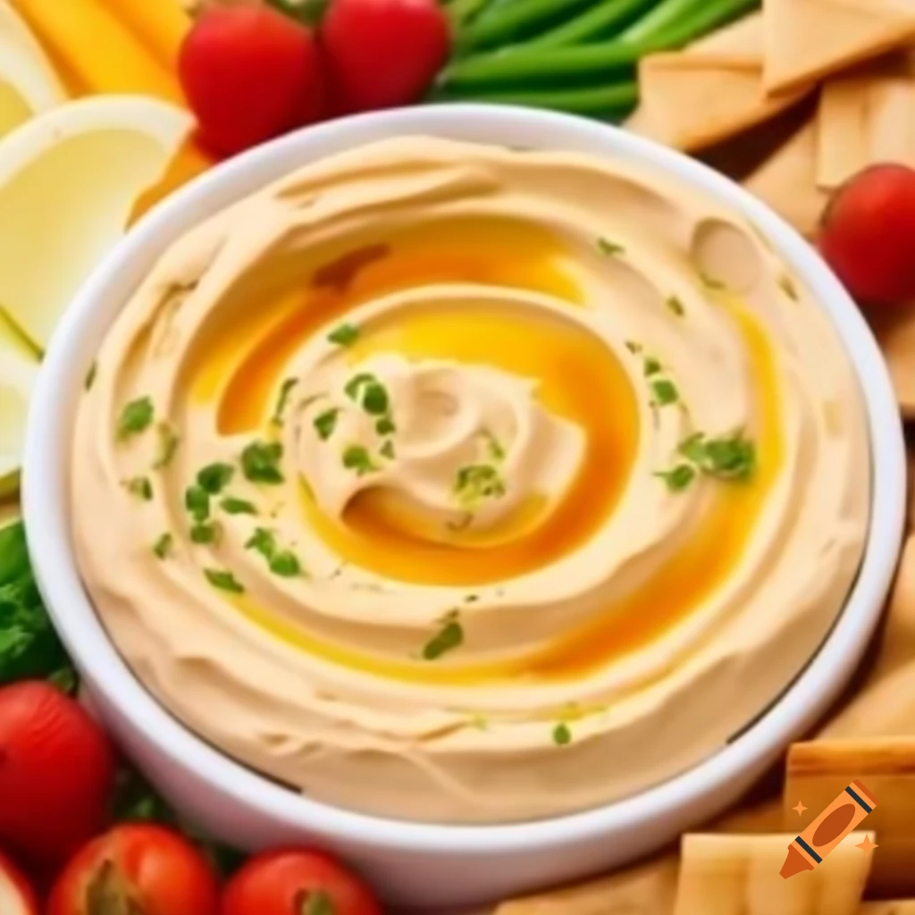 Delicious hummus served in a bowl, garnished and ready to eat