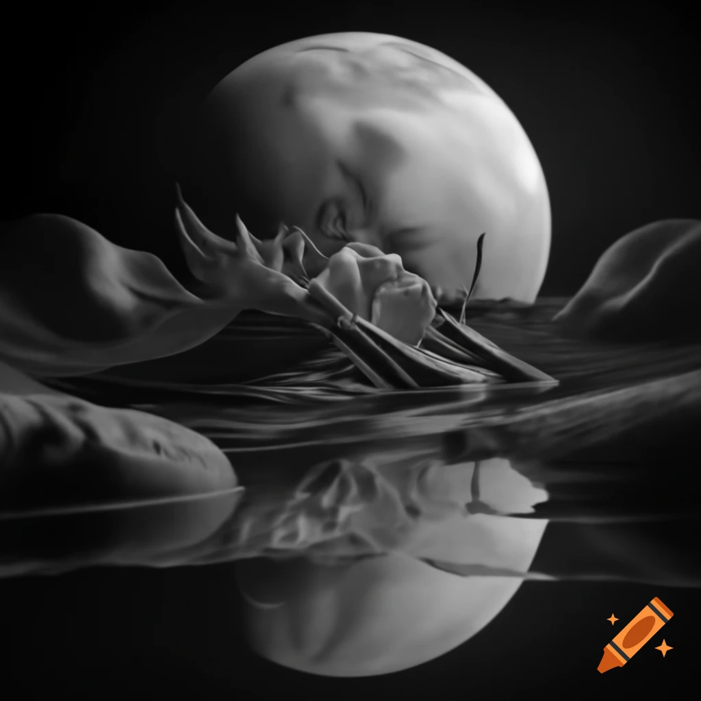 Surrealist monochrome artwork with a single color