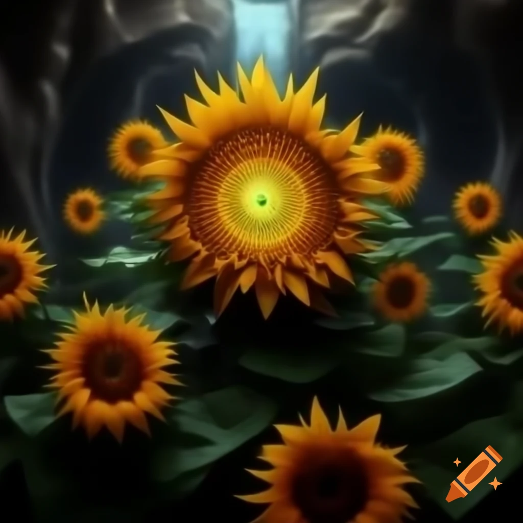 Glowing sunflowers in the underdark of a cave with cultists and prison setting