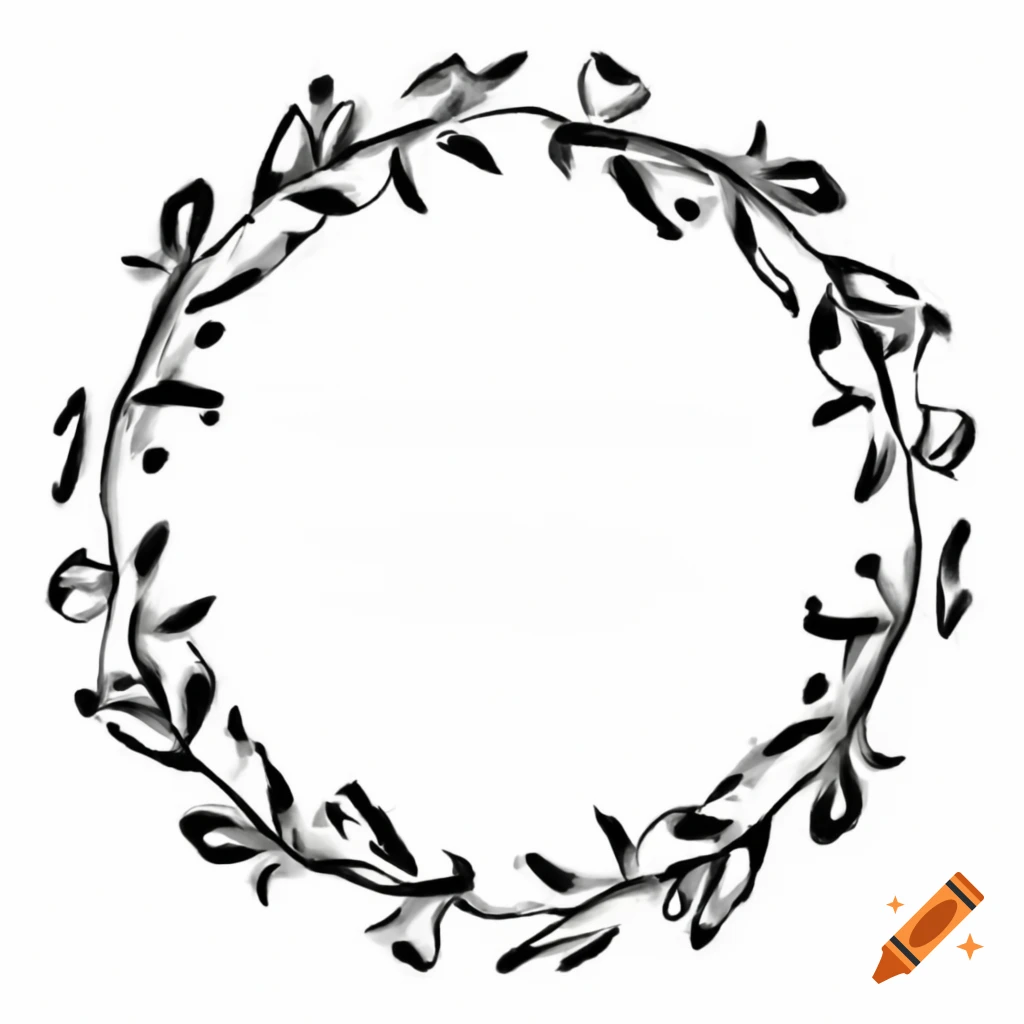 Sketch of circular runic symbol with branches and leaves
