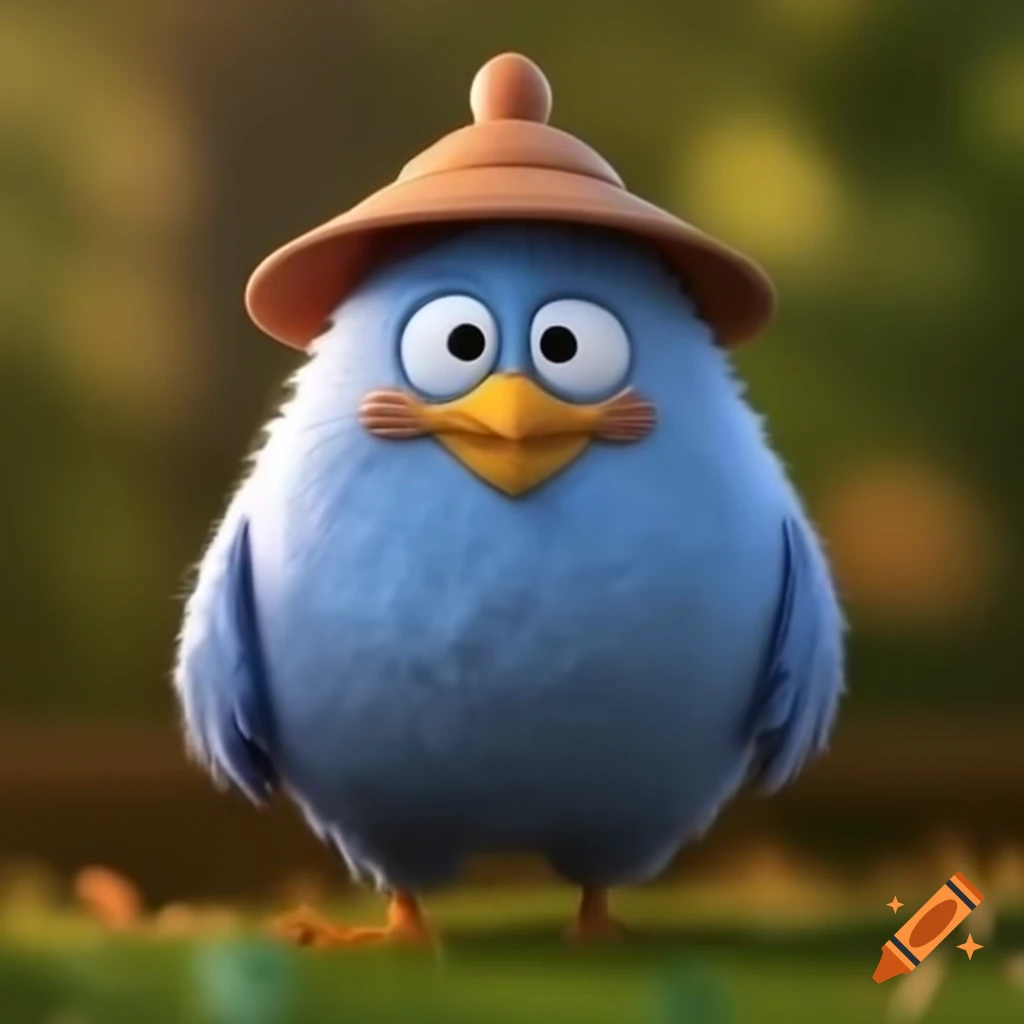 Blue chicken wearing pith helmet