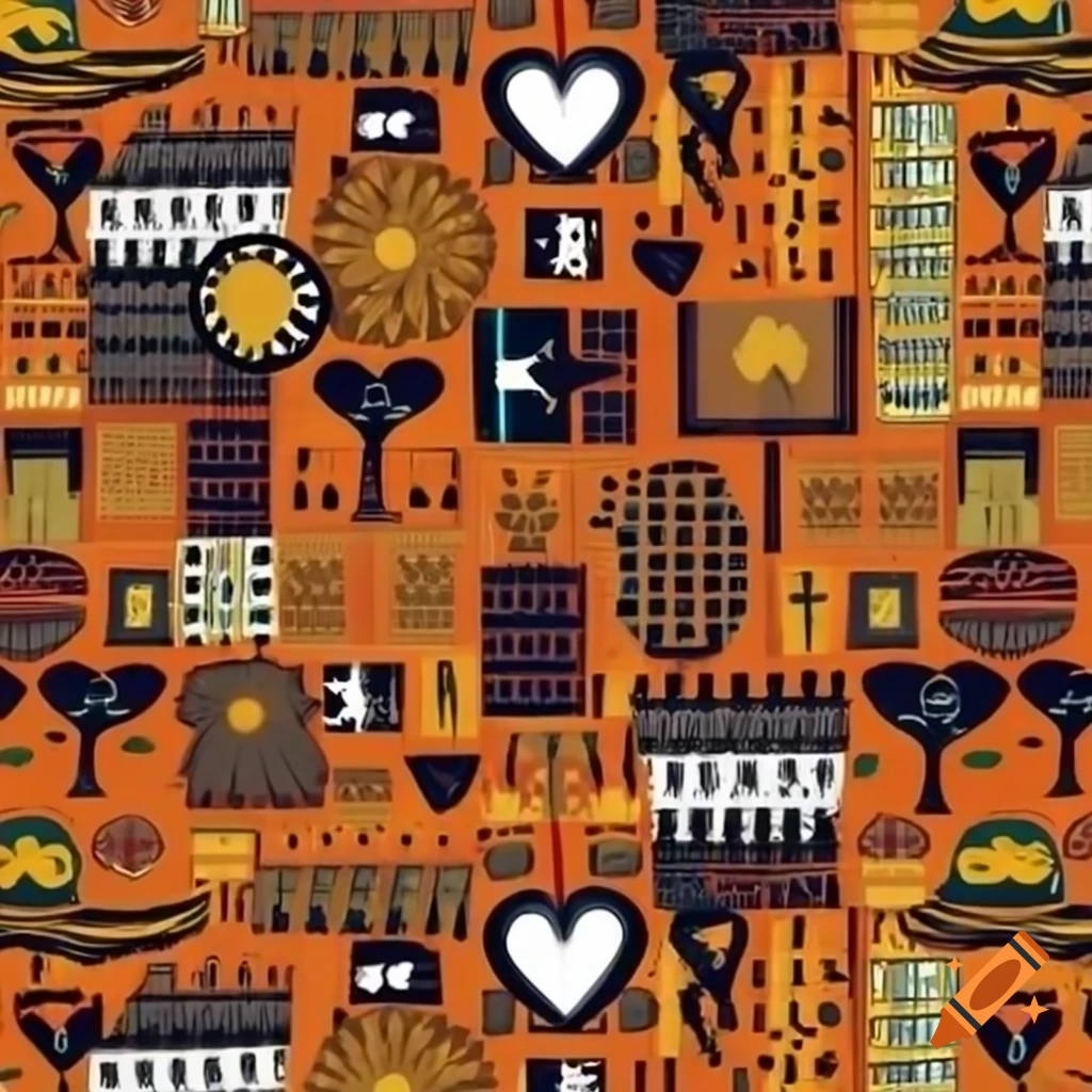 Pan African color scheme wallpaper depicting themes of marriage and love