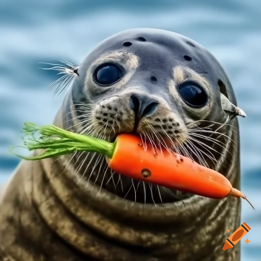 Seal hugging a carrot