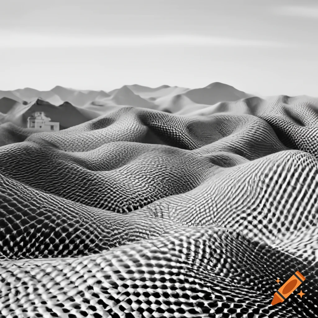 Black and white mountains featuring a checkered pattern