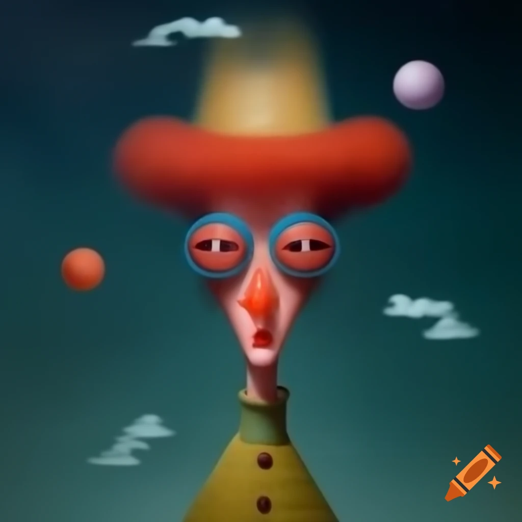 Surrealist art composition with abstract elements