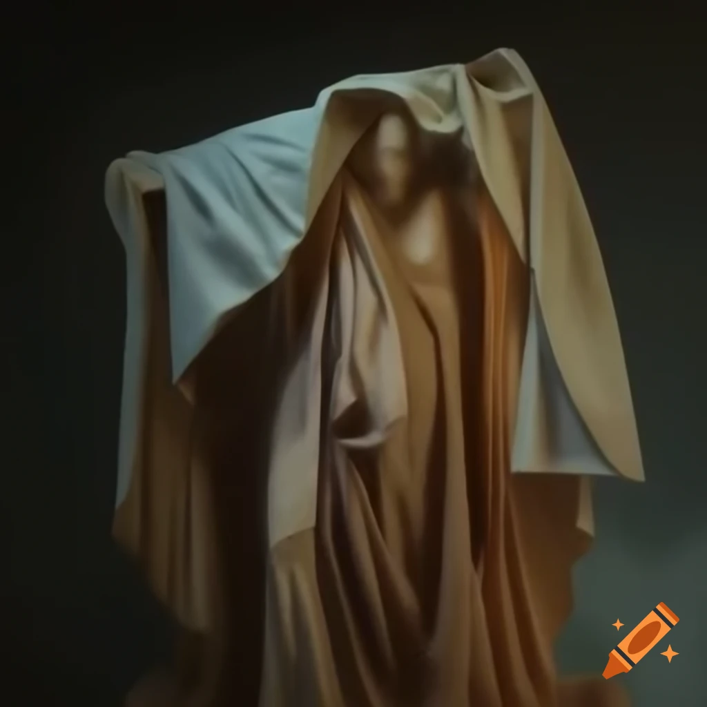 Statue partially covered by cloth