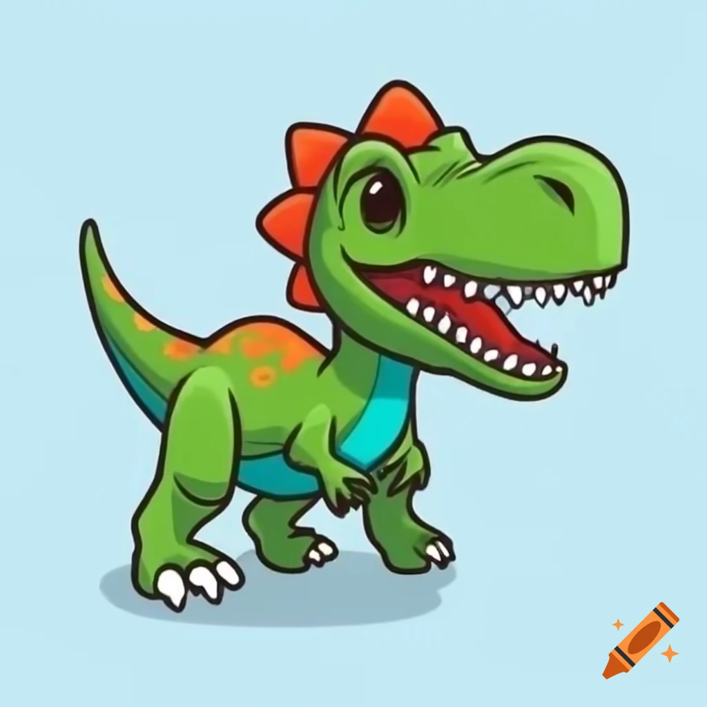 Comics style illustration of dinosaurs