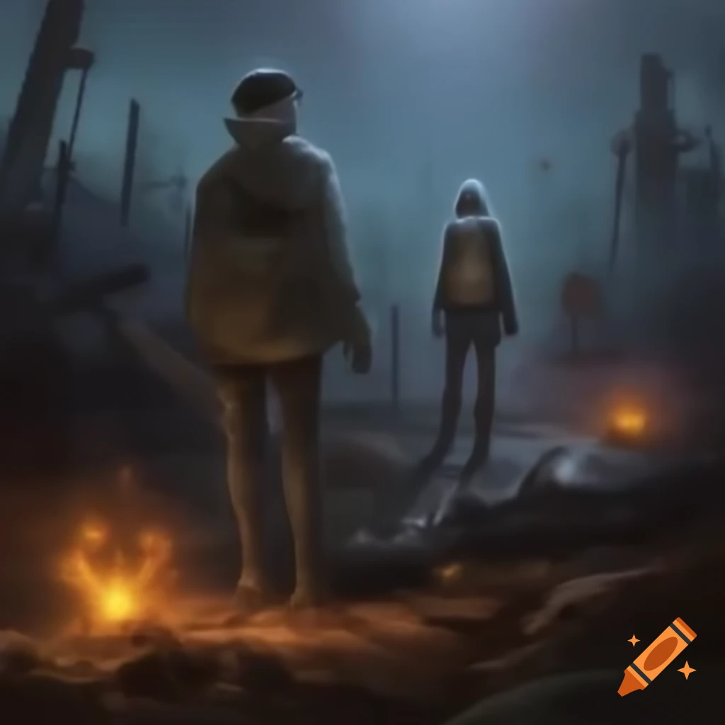 Wasteland themed couple in a barren landscape