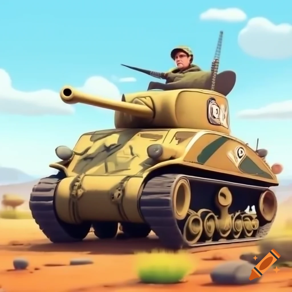 Cartoon representation of a Sherman WWII tank