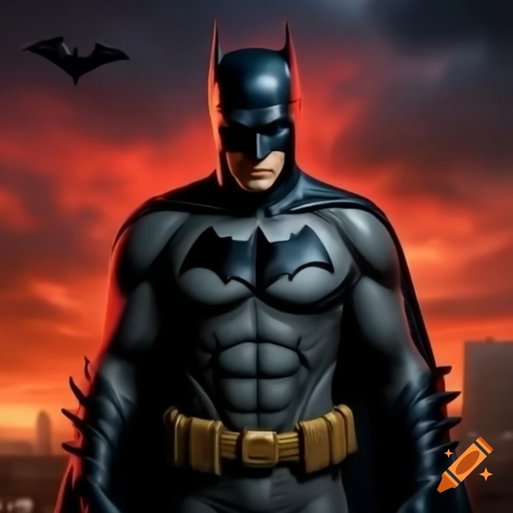 Batman depicted in the style of an Opeth album cover