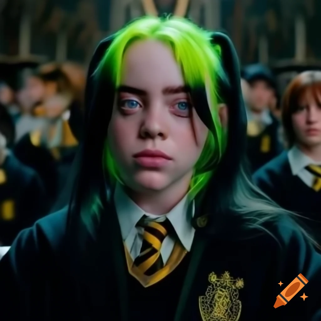 Billie Eilish in Hogwarts school uniform