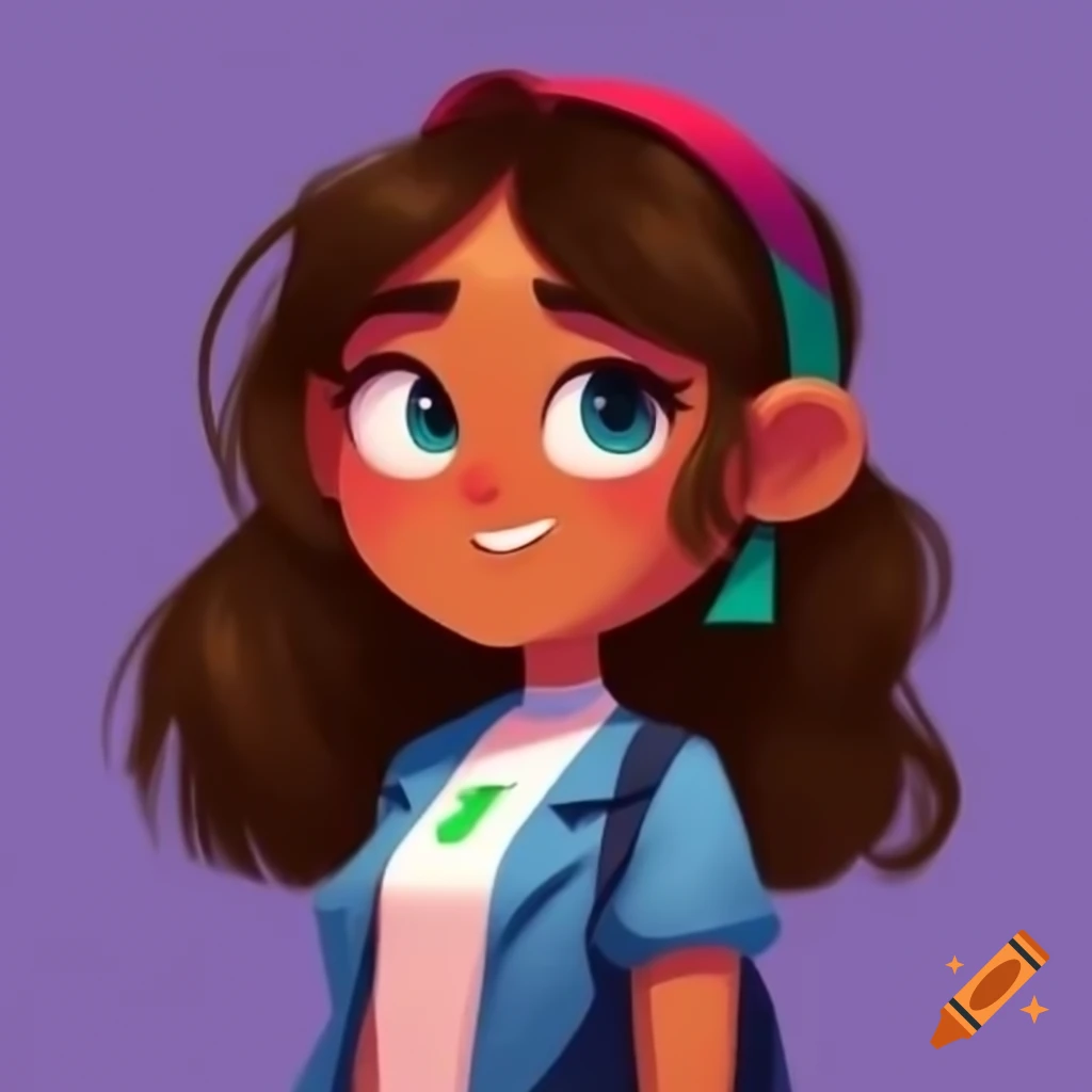 Italian female student avatar in cartoon style