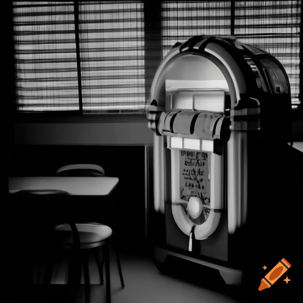 Nostalgic Polaroid of 1950s diner with old-school jukebox