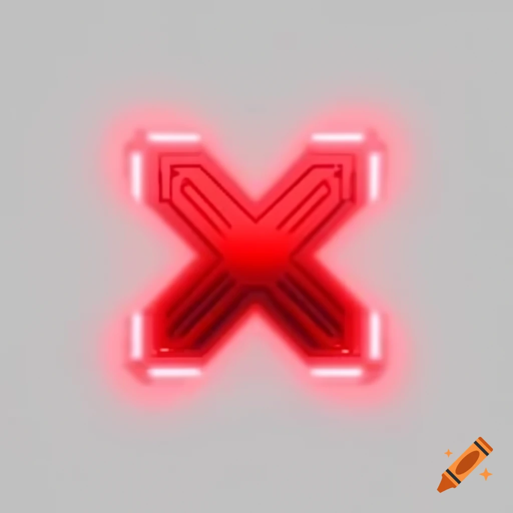 Futuristic red neon letter X logo in perspective