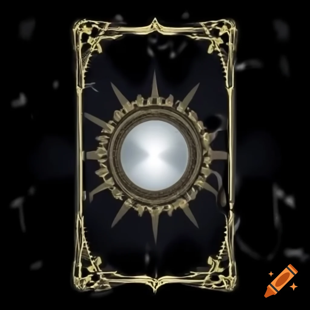 Gothic tarot card back featuring broken mirror and fancy border