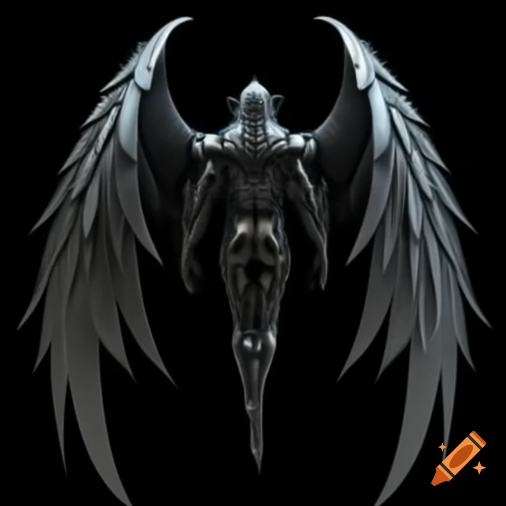 Biblically accurate seraphim with sharp shiny almost metallic black ...