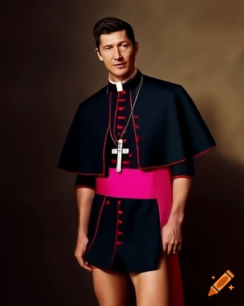 Robert Lewandowski dressed in papal attire