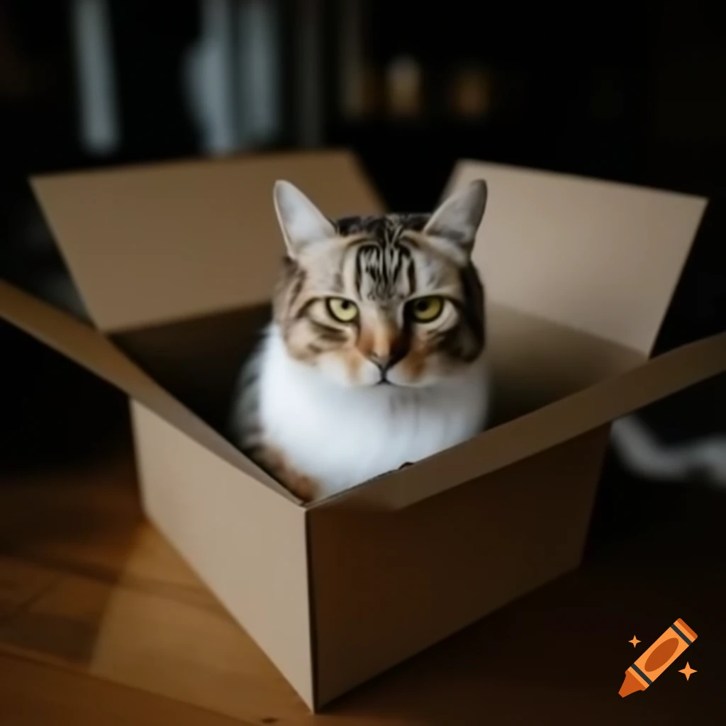 Cat sitting inside a box