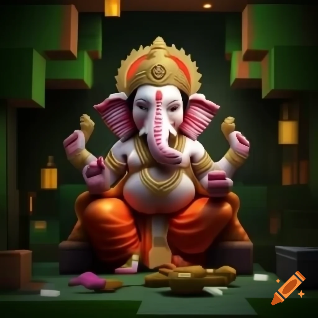 Minecraft depiction of Ganesh Ji