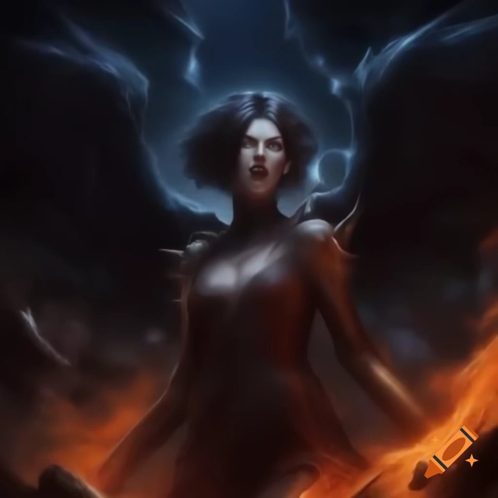 Intense dream realm battle scene with radiant character Aurelia