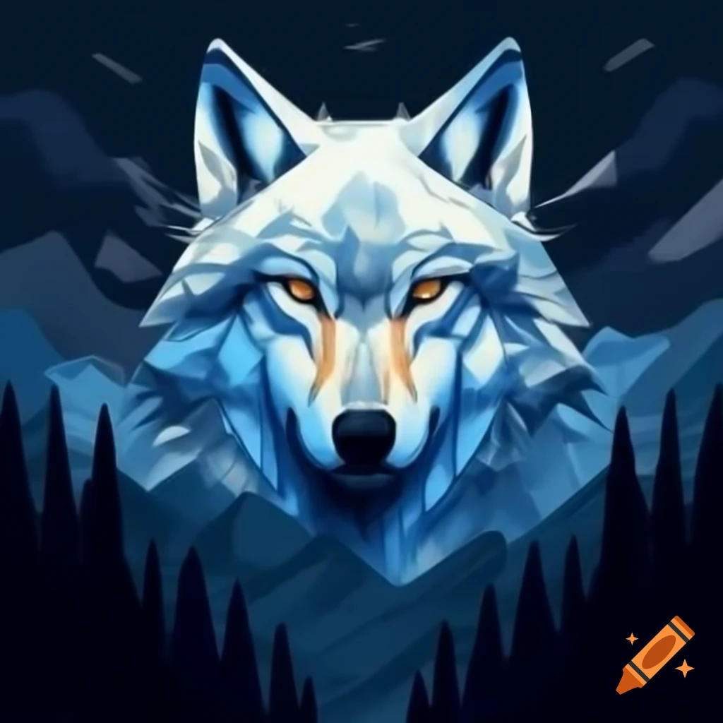 Abstract art of a mountain wolf