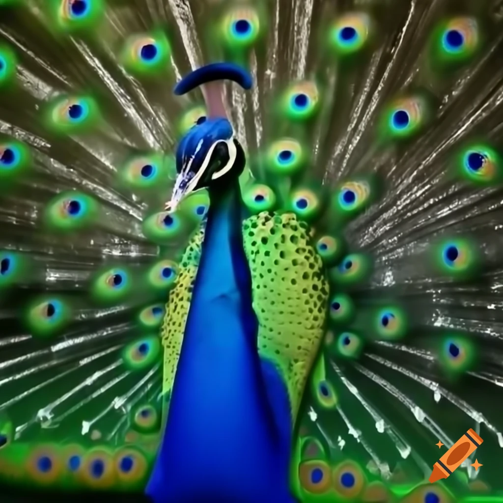 Peacock displaying colorful feathers