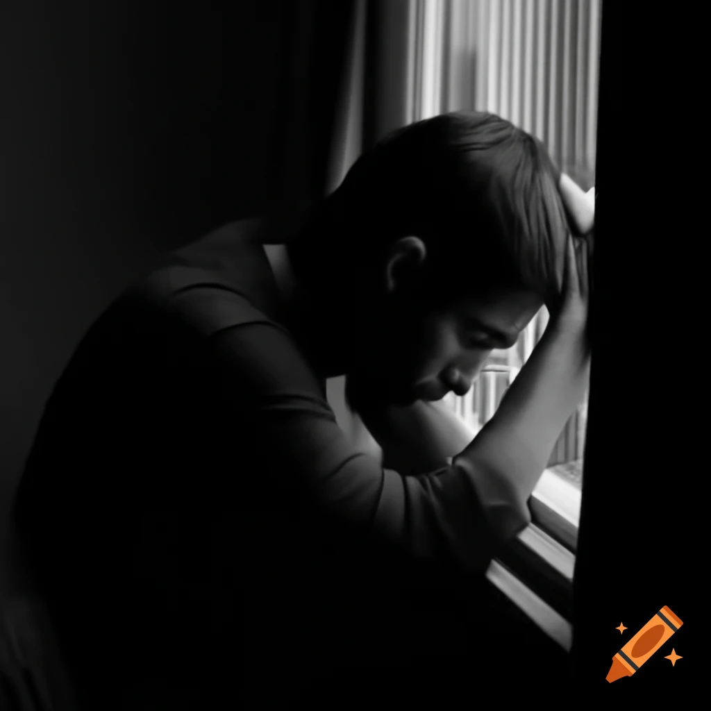 Profile photo of a sad man looking out of a window