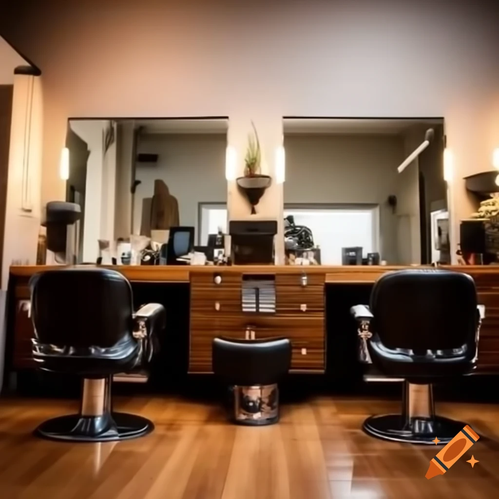 Stylish hairdresser salon with four chairs and cozy ambiance