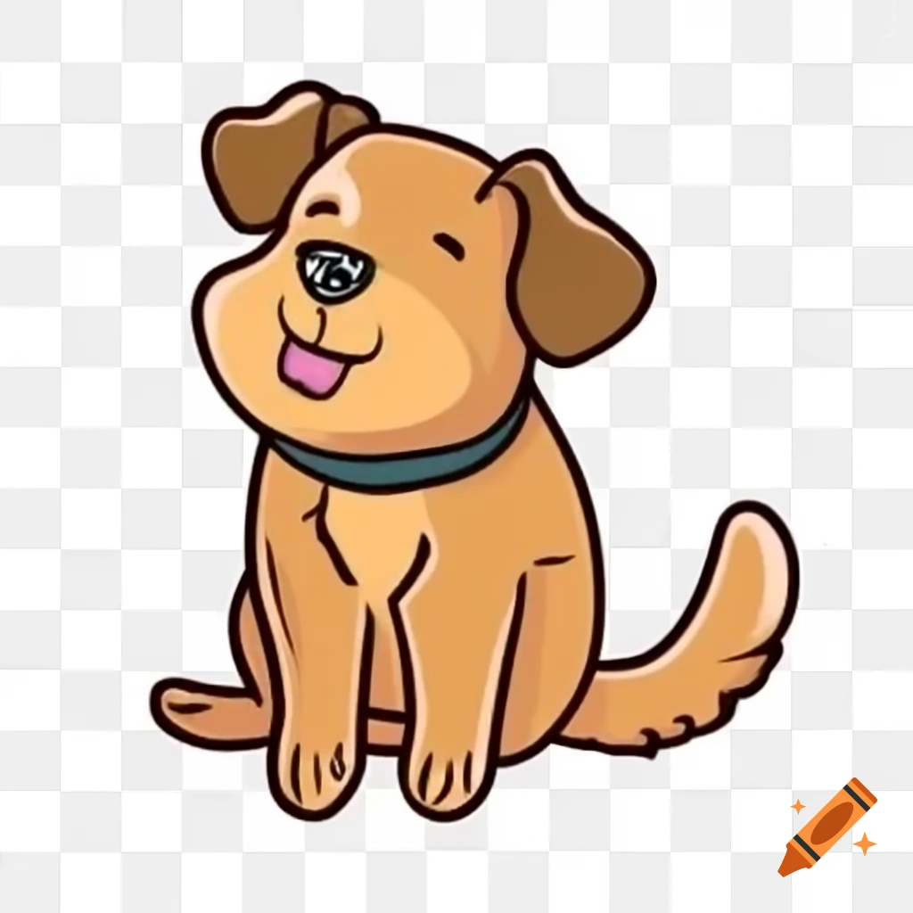 Cartoon dog on blank background, PNG format