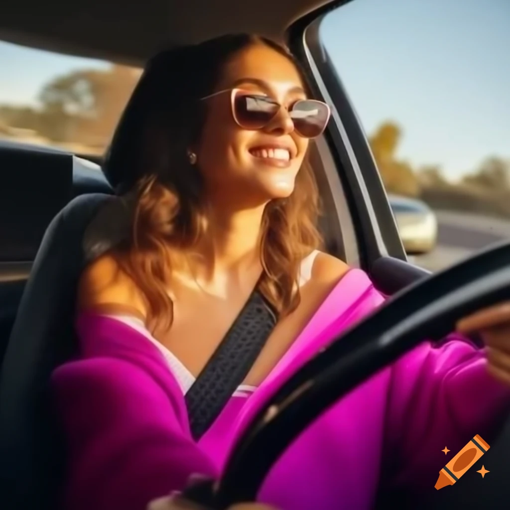 Person with tanned skin and sunglasses driving car in bright sunlight