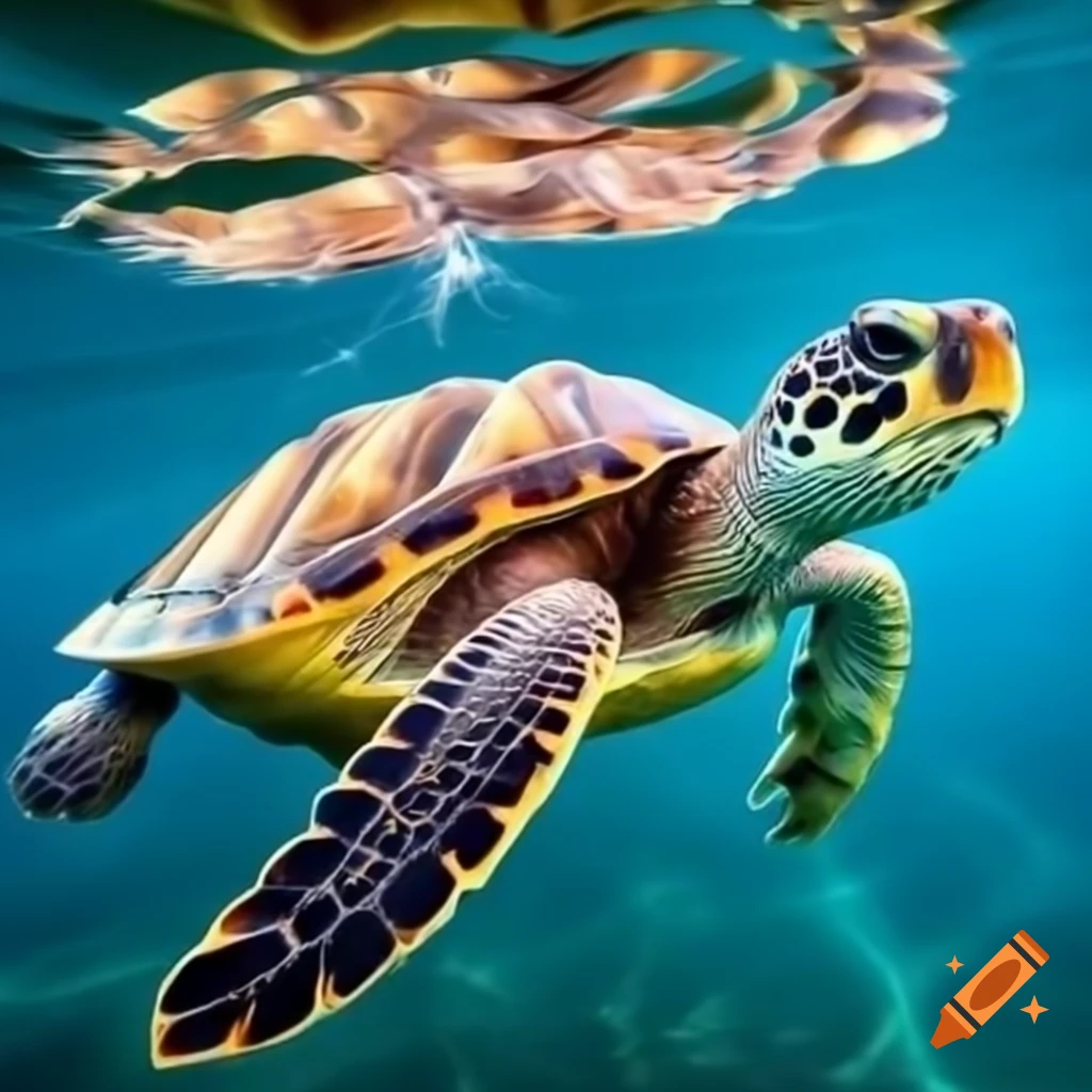 Turtle swimming underwater